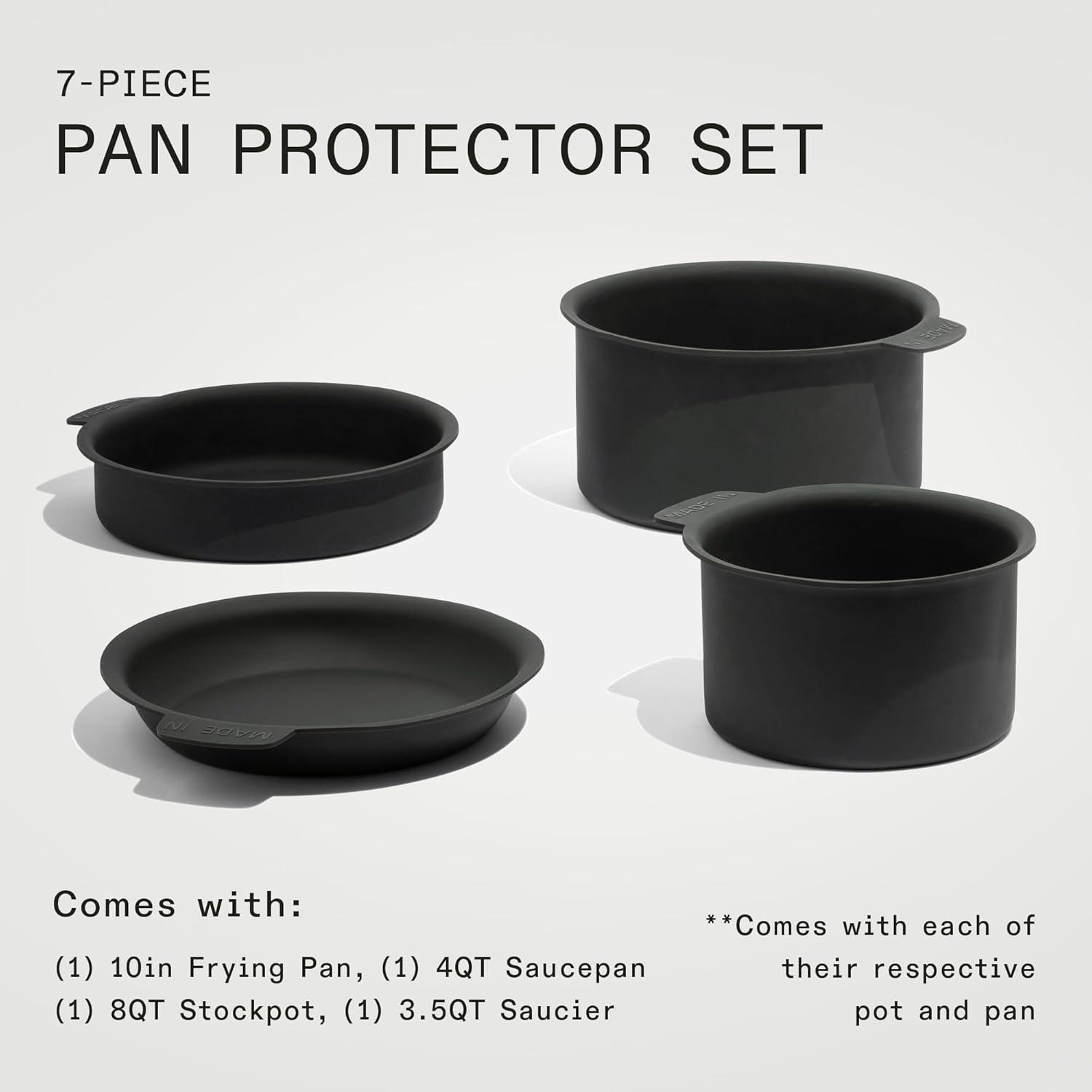 image:imageMade In Cookware 7Piece Pan Protector Set Molded Silicone Stackable Scratch Prevention Dishwasher Safe7Piece