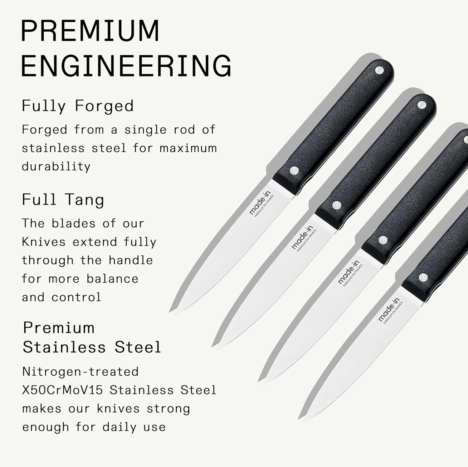 image:imageMade In Cookware Steak Knives Set of 4 Crafted in France Full Tang With Truffle Black HandleTruffle Black