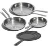 image:imageMade In Cookware  3Piece Stainless Clad Frying Pan Set with Universal Silicone Lid  5 Ply Stainless Clad  Professional Cookware  Crafted in Italy  Induction Compatible