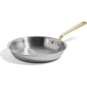 Made In Cookware | 10-Inch Stainless Steel Frying Pan with Antique Brass Handle | 5 Ply Stainless Clad | Professional Cookware | Crafted in Italy | Induction Compatible(10″Stainless Steel Frying Pan)