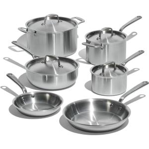 Made In Cookware | 5 Pc Stainless Steel Cookware Set | 5 Ply Clad | Includes Stainless Steel Frying Pan, Saucepan and Saucier with Lid | Professional Cookware | Crafted in Italy(10-Piece)
