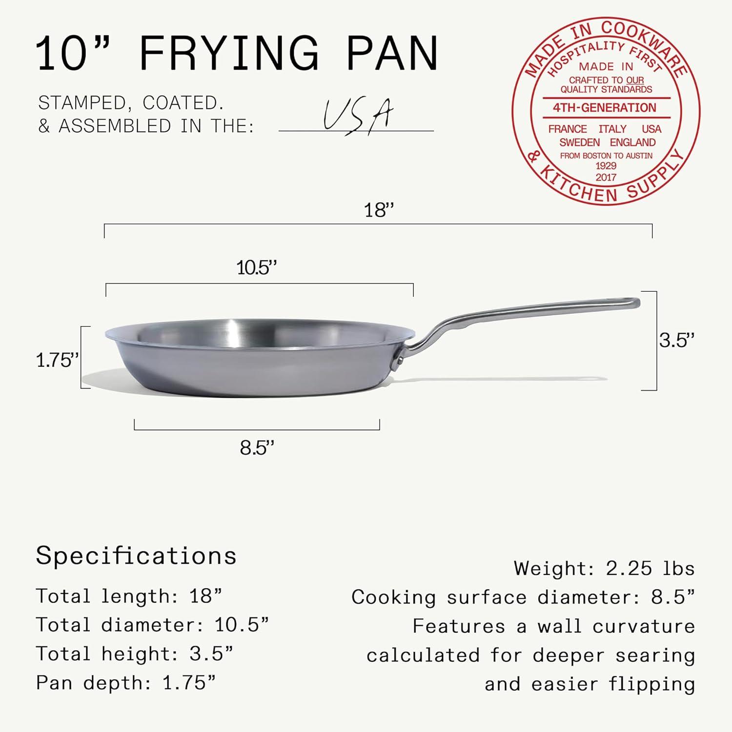 image:imageMade In Cookware 10Inch Stainless Steel Frying Pan With Lid 5 Ply Stainless Clad Professional Cookware Crafted in Italy Induction Compatible10 Stainless Steel Frying Pan