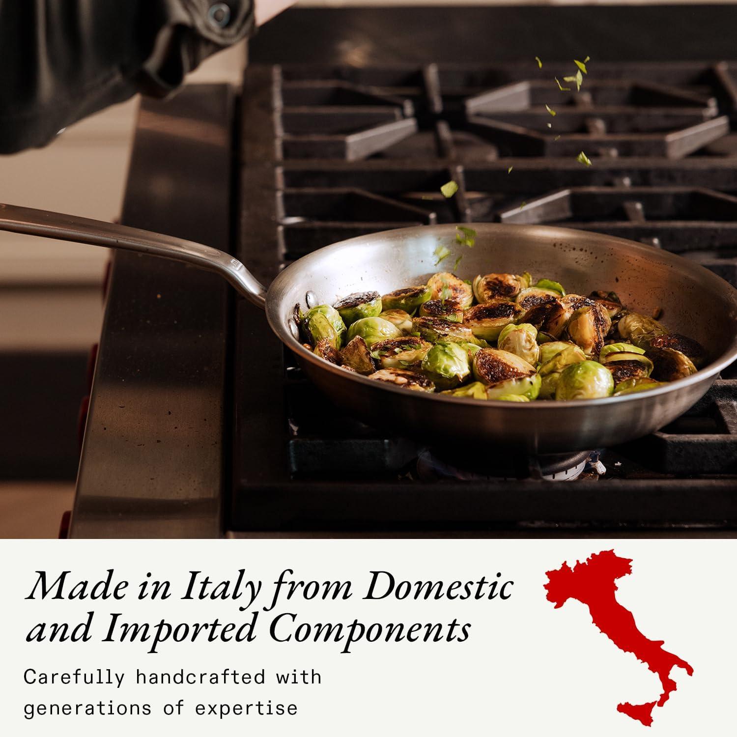 image:imageMade In Cookware 10Inch Stainless Steel Frying Pan With Lid 5 Ply Stainless Clad Professional Cookware Crafted in Italy Induction Compatible12 Stainless Frying Pan wLid