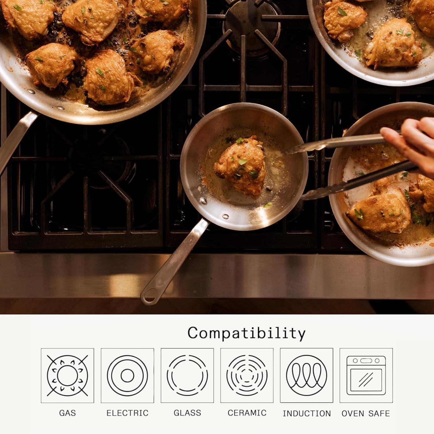 image:imageMade In Cookware 10Inch Stainless Steel Frying Pan With Lid 5 Ply Stainless Clad Professional Cookware Crafted in Italy Induction Compatible12 Stainless Steel Frying Pan