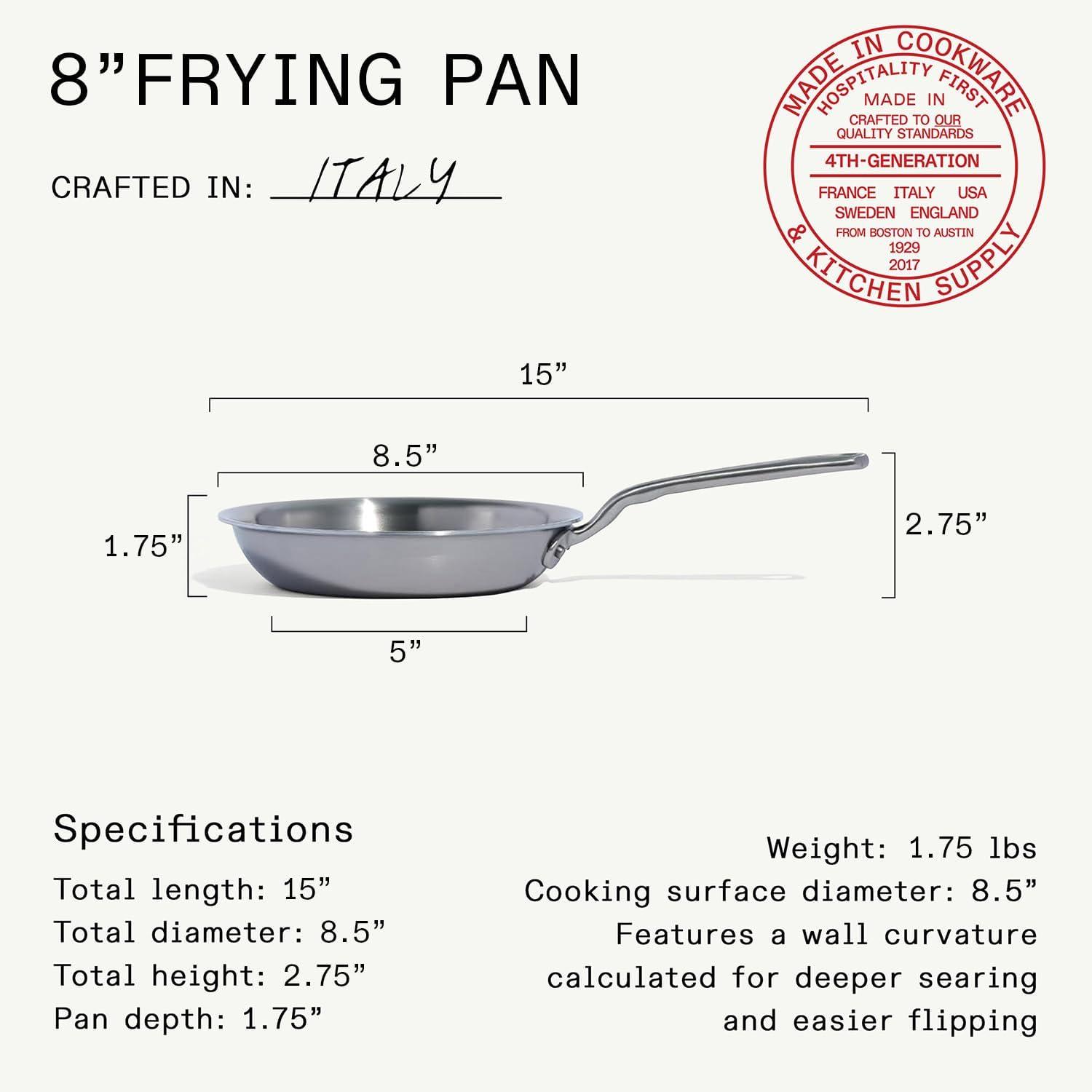 image:imageMade In Cookware 10Inch Stainless Steel Frying Pan With Lid 5 Ply Stainless Clad Professional Cookware Crafted in Italy Induction Compatible8 Stainless Steel Frying Pan