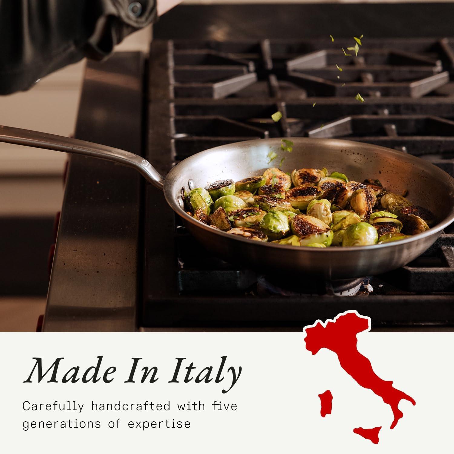 image:imageMade In Cookware 7 Piece Stainless Steel Cookware Set 5Ply Stainless Clad Includes Frying Pan Saucepan Saute Pan Stock Pot Professional Cookware Crafted in Italy Induction Compatible10Piece