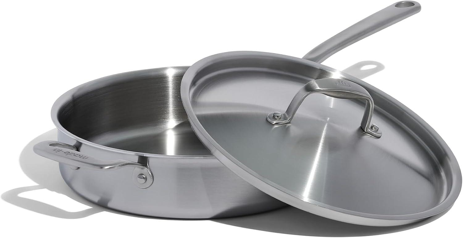 image:imageMade In Cookware 7 Piece Stainless Steel Cookware Set 5Ply Stainless Clad Includes Frying Pan Saucepan Saute Pan Stock Pot Professional Cookware Crafted in Italy Induction Compatible7Piece