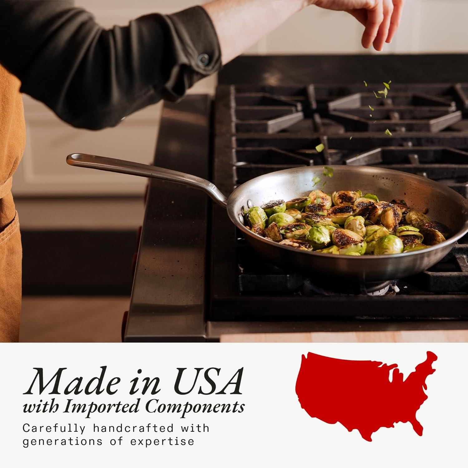 image:imageMade In Cookware 7 Piece Stainless Steel Cookware Set 5Ply Stainless Clad Includes Frying Pan Saucepan Saute Pan Stock Pot Professional Cookware Crafted in Italy Induction Compatible7Piece