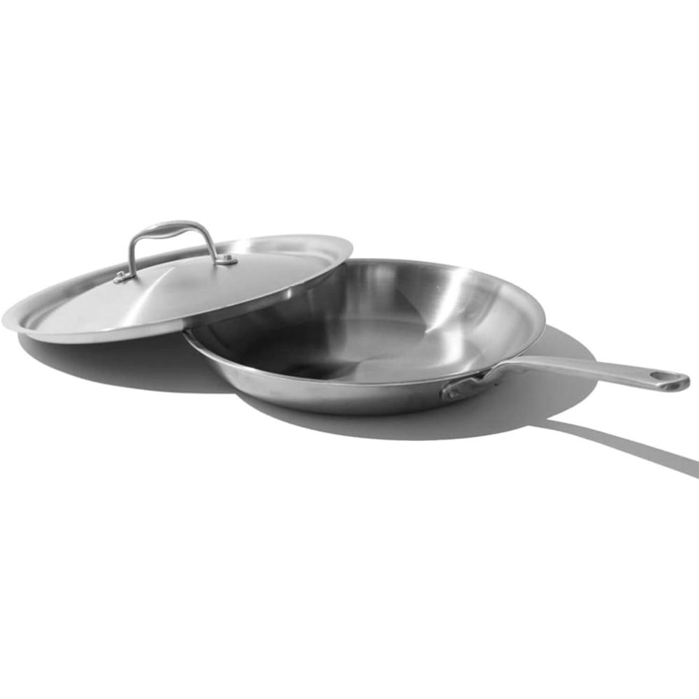 image:imageMade In Cookware 10Inch Stainless Steel Frying Pan With Lid 5 Ply Stainless Clad Professional Cookware Crafted in Italy Induction Compatible12 Stainless Frying Pan wLid