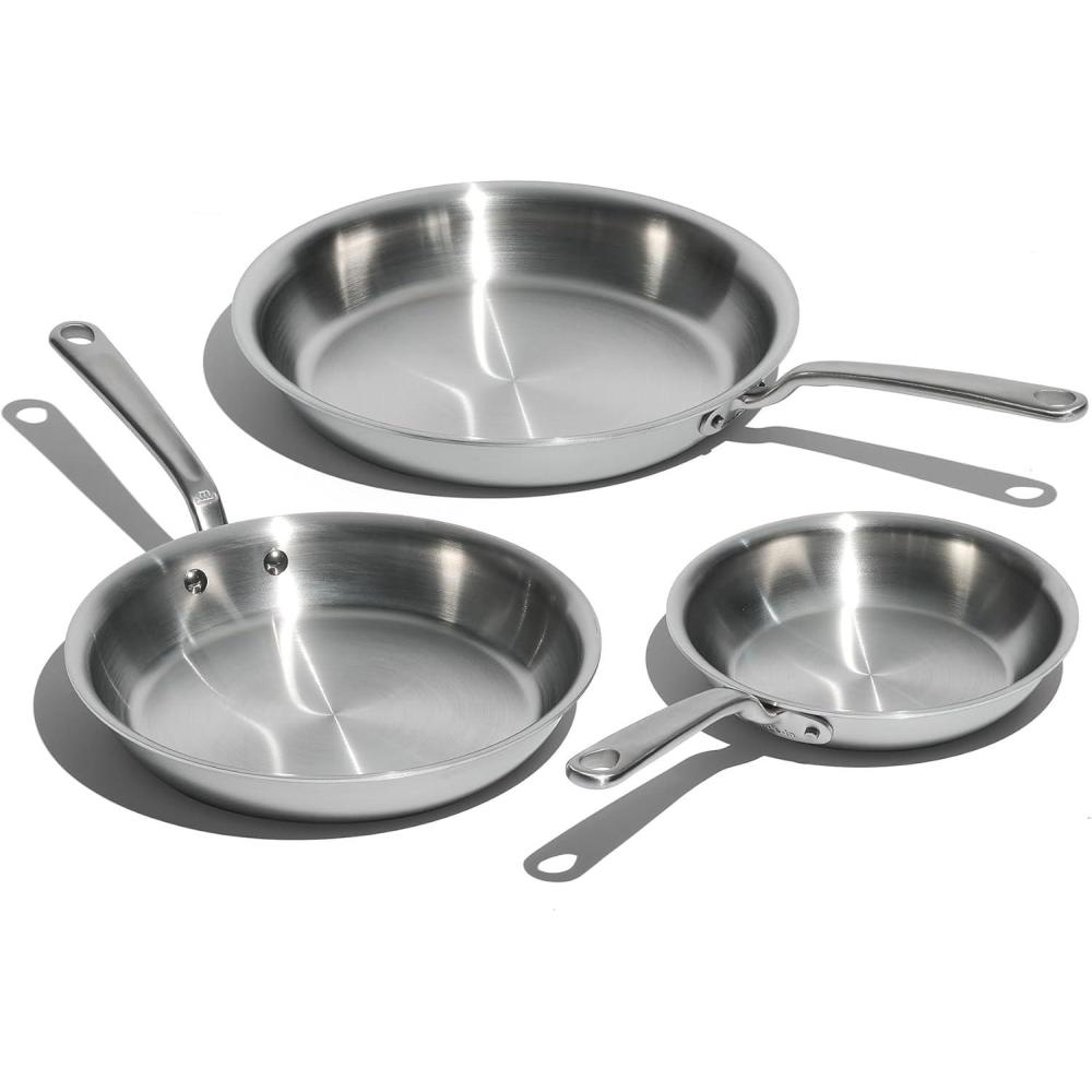 image:imageMade In Cookware 10Inch Stainless Steel Frying Pan With Lid 5 Ply Stainless Clad Professional Cookware Crafted in Italy Induction Compatible3 Piece Set Includes 8 10 12
