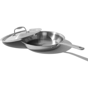 Made In Cookware | 10-Inch Stainless Steel Frying Pan With Lid | 5 Ply Stainless Clad | Professional Cookware | Crafted in Italy | Induction Compatible(10″ Stainless Frying Pan w/Lid)