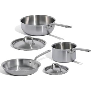 Made In Cookware – 7 Piece Stainless Steel Cookware Set – 5-Ply Stainless Clad – Includes Frying Pan, Saucepan, Saute Pan, Stock Pot – Professional Cookware – Crafted in Italy – Induction Compatible(5-Piece)