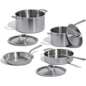 Made In Cookware – 7 Piece Stainless Steel Cookware Set – 5-Ply Stainless Clad – Includes Frying Pan, Saucepan, Saute Pan, Stock Pot – Professional Cookware – Crafted in Italy – Induction Compatible(7-Piece)