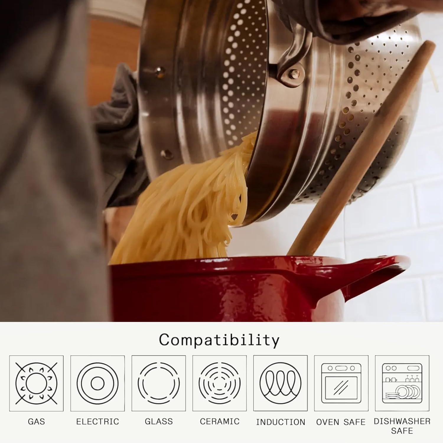 image:imageMade In Cookware 10 Stainless Steel Steamer Insert Pot Strainer 8 Quart Compatible 5 Ply Stainless Clad Professional Cookware